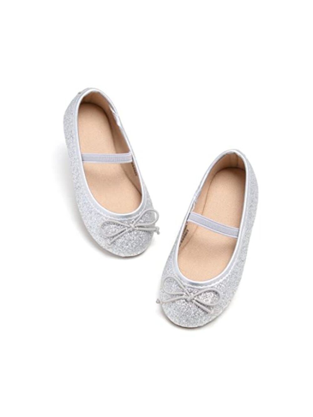 Toddler Girls Mary Jane Flats Bow Glitter Non-Slip Ballet Shoes